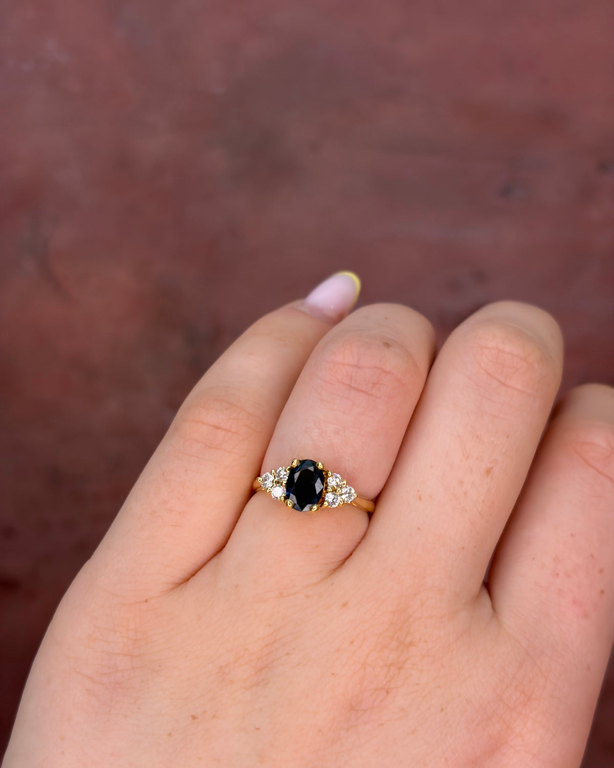 0.75-carat Sapphire &amp; 0.30-carat Diamond Trilogy Ring "Elane"