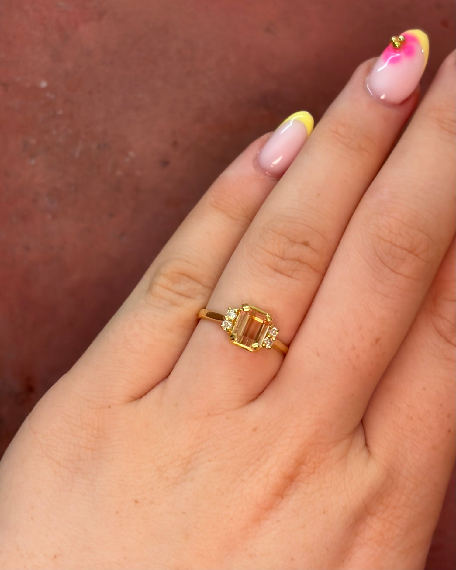 Bague Trilogie Topaze Champagne 1 carat &amp; Diamants "Ysée"
