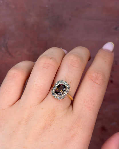 2.21-carat Tourmaline &amp; 0.28-carat Diamond Cluster Ring "Maysa"