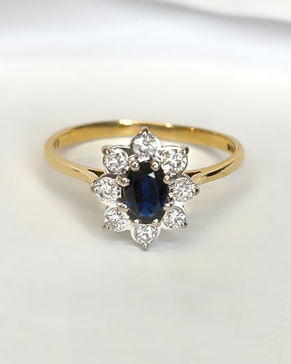 Bague Marguerite Saphir 0.49 carat &amp; Diamants 0.32 carat "Diane"