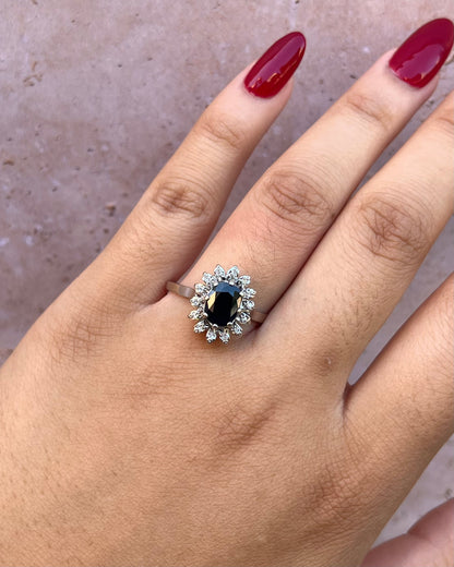 Bague Marguerite Saphir 1.50 carat &amp; Diamants "Laure"