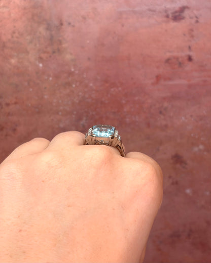 Art Deco Aquamarine Ring 6.50 carats 6.93g "Lisette"
