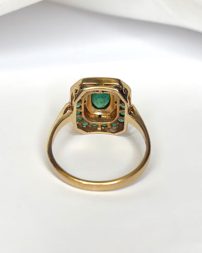 Bague Style Art Déco Émeraudes 1.42 carat &amp; Diamants "Esmeralda"