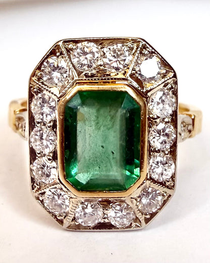 Art Deco Emerald Ring 1.35 carats &amp; Diamonds 0.73 carat 4.01g "Maryam"