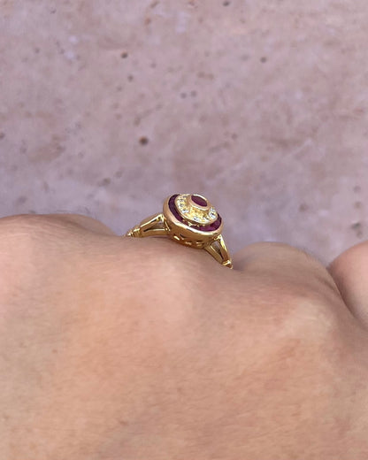 Anillo estilo Art Déco con rubí de 0,68 quilates y diamantes "Roxane"