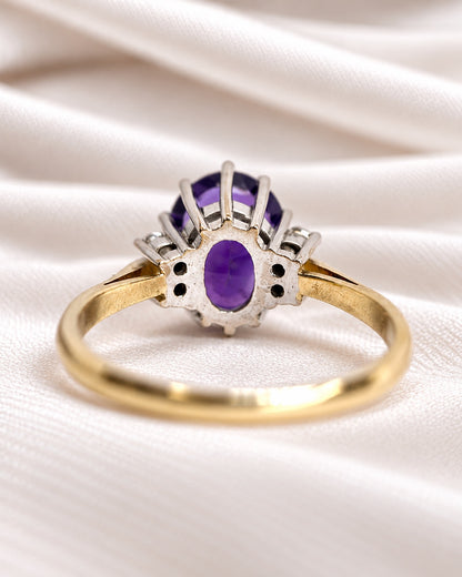 Bague Trilogie Améthyste 2.95 carats, Diamants &amp; Or 4.46 g "Anaïze"