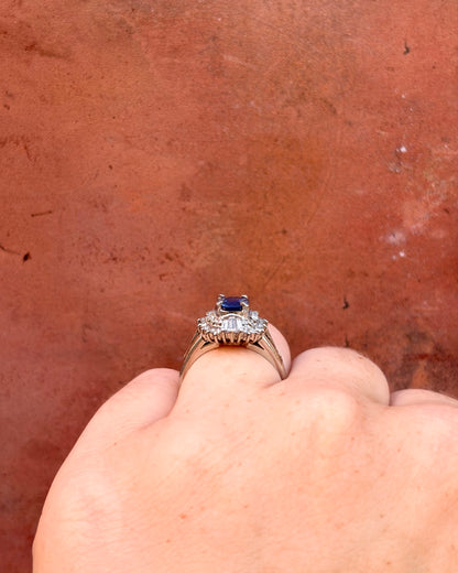 Bague Marguerite Saphir 0.85 carat &amp; Diamants 0.45 carat "Fanny"