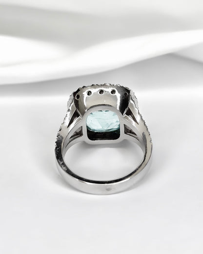 Bague Style Art-Déco Aigue Marine 6.85 carats &amp; Diamants 1 carat 10,37g "Célia" - Elliade Paris