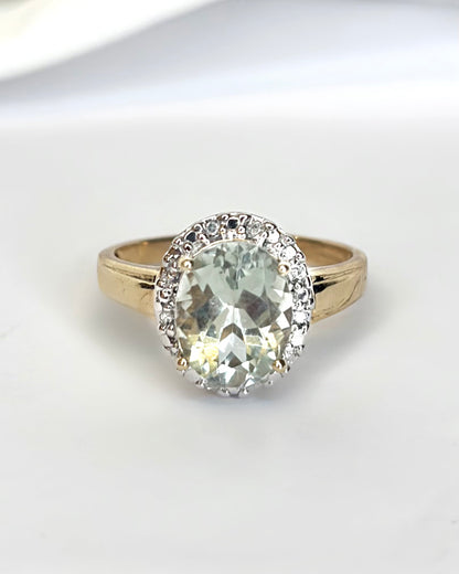 Solitaire Prasiolite 2.65 Carat &amp; Diamond Ring "Emma"