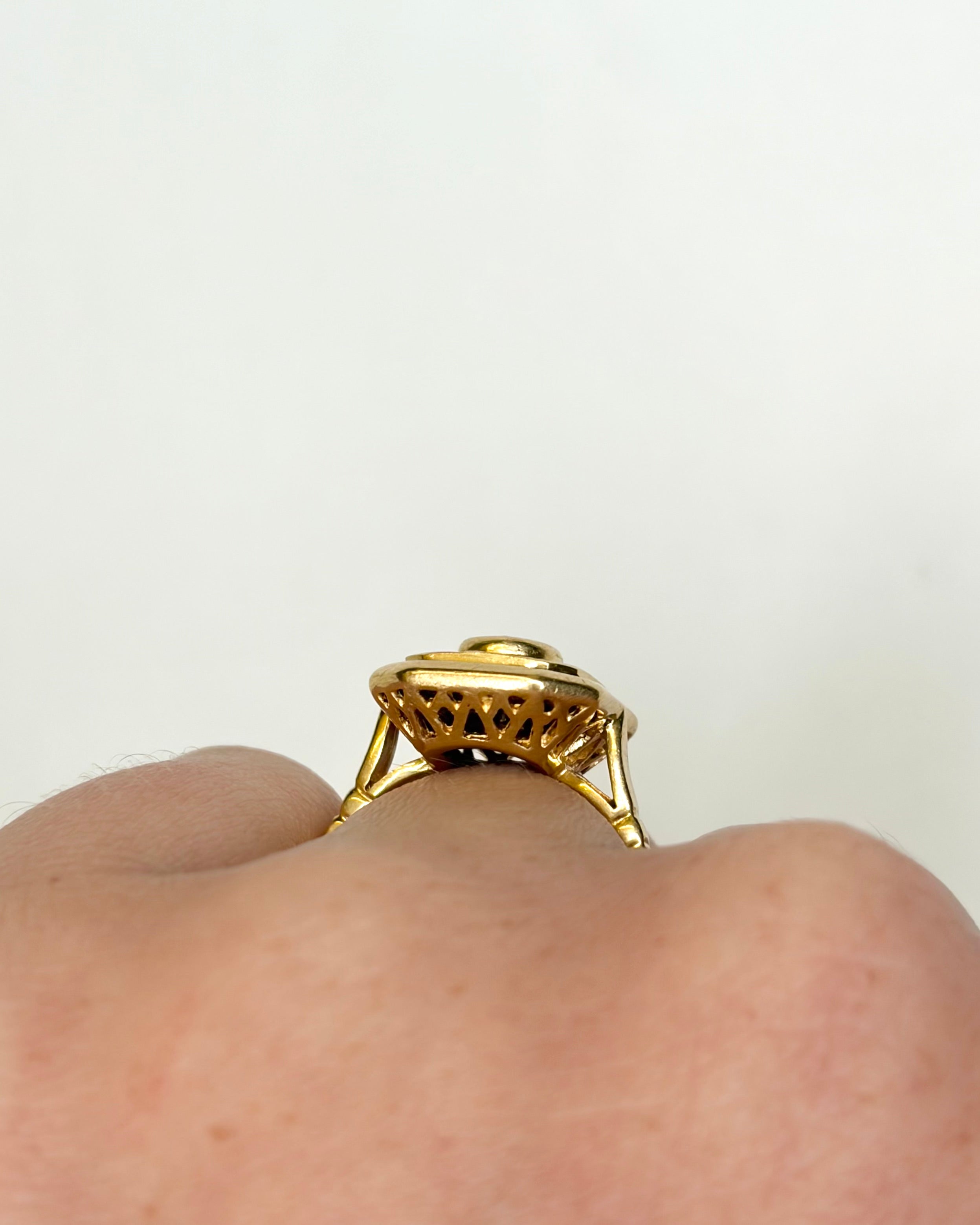 Bague Style Art-Déco Saphirs 1.19 carat, Diamants &amp; Or 5.38g "Louise"