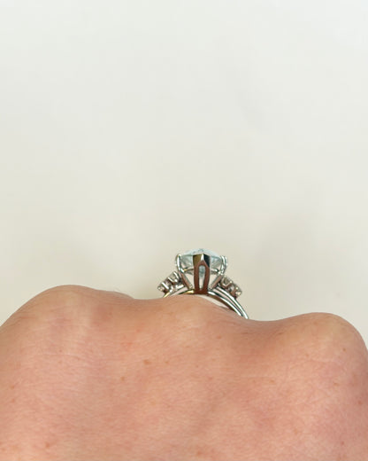 Bague Marquise Aigue-Marine 3.40 carats, Diamants &amp; Or 4,61 g "Eden"