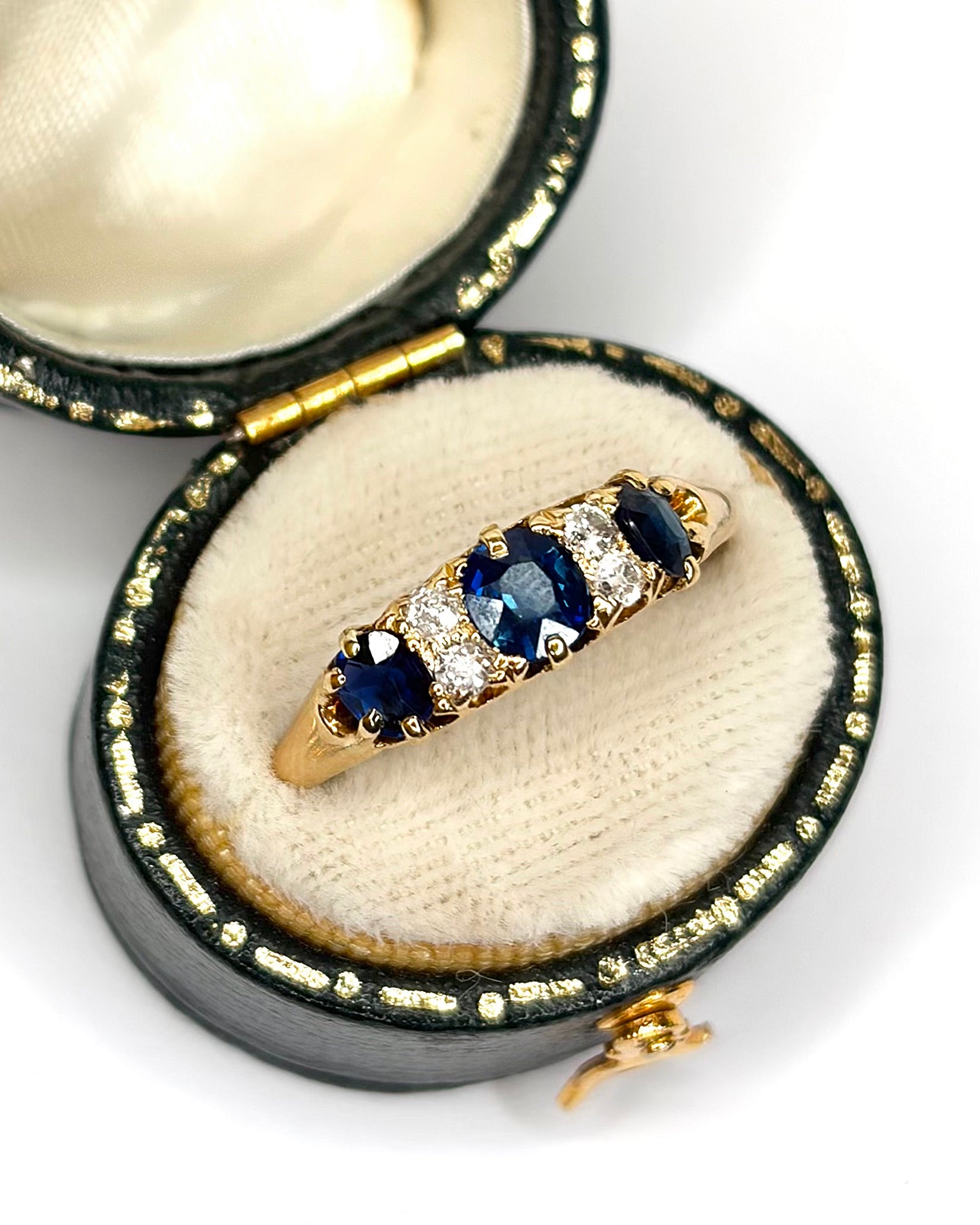 "Rozenne" Sapphire and Diamond 1.20 Carat River Ring with 0.20 Carat Diamonds