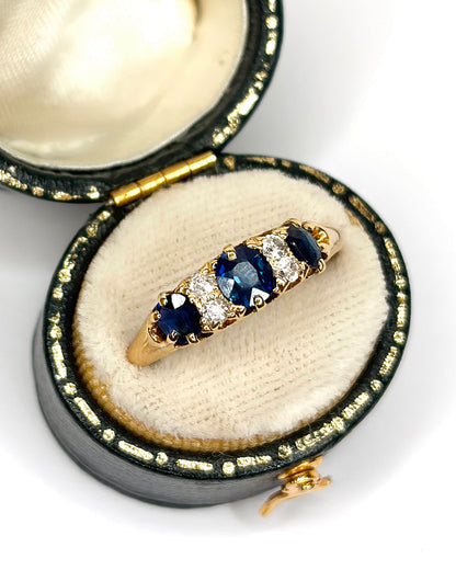 "Rozenne" Sapphire and Diamond 1.20 Carat River Ring with 0.20 Carat Diamonds