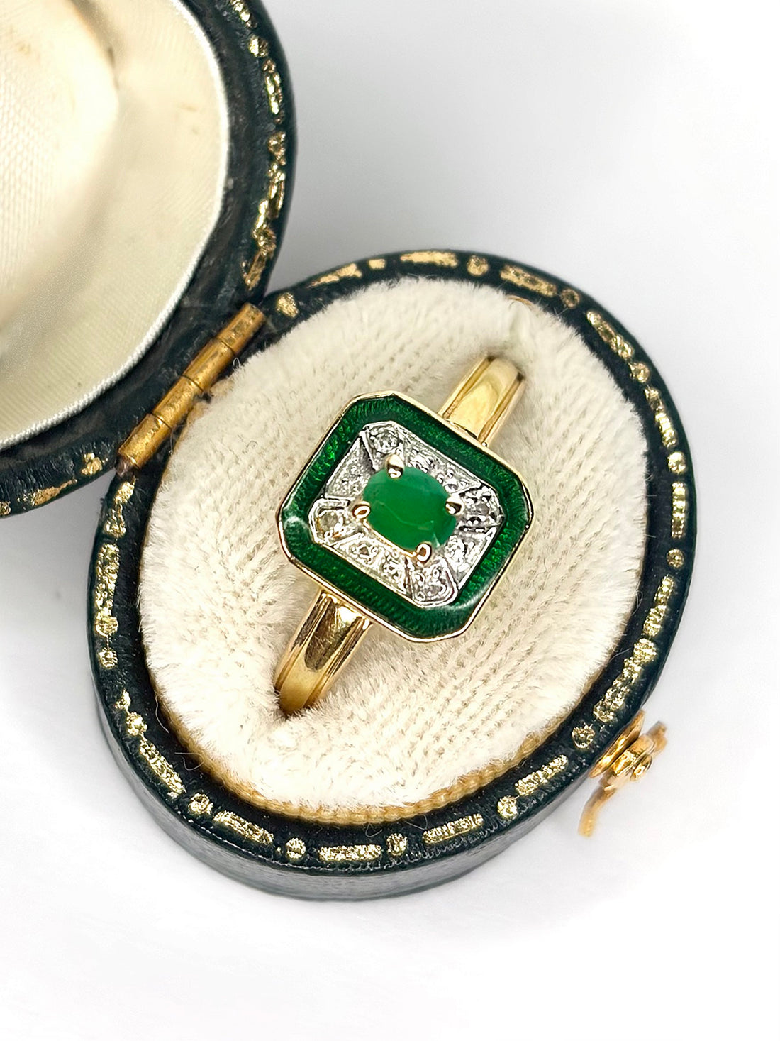 Bague Style Art-Déco Émeraude &amp; Diamants "Roberta"