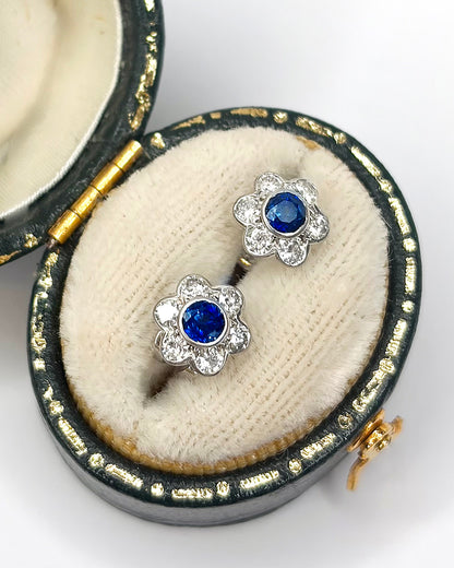 Pendientes Marguerite con zafiros de 0,24 quilates y diamantes de 0,36 quilates "Cristina"