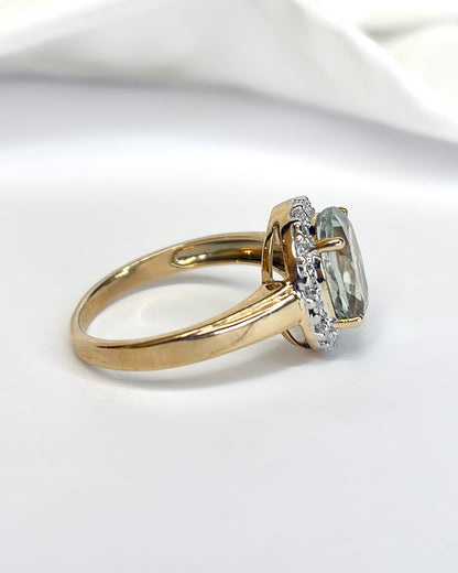 Solitaire Prasiolite 2.65 Carat &amp; Diamond Ring "Emma"
