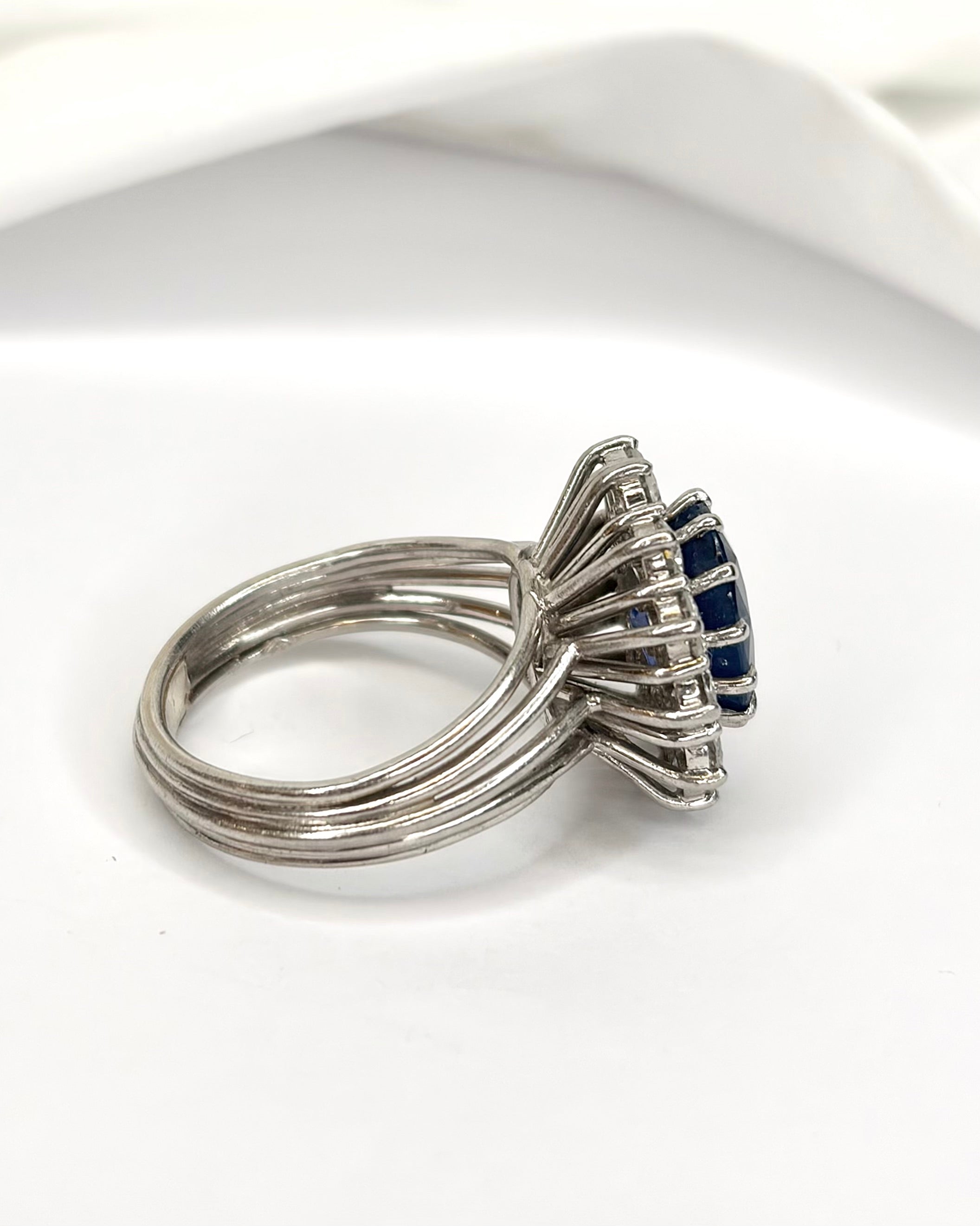 "Dahlia" Marguerite Ring with 4.20 Carat Sapphire &amp; 1.08 Carat Diamonds