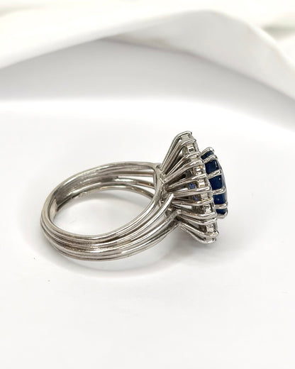 "Dahlia" Marguerite Ring with 4.20 Carat Sapphire &amp; 1.08 Carat Diamonds