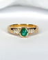 Bague Jonc Solitaire Émeraude 0.70 carat & Diamants "Victoria" - Elliade Paris