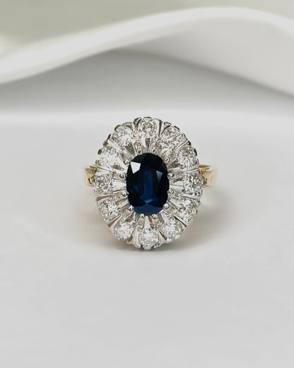 Bague Marguerite Saphir 1.60 carat &amp; Diamants 0.60 carat "Luna"