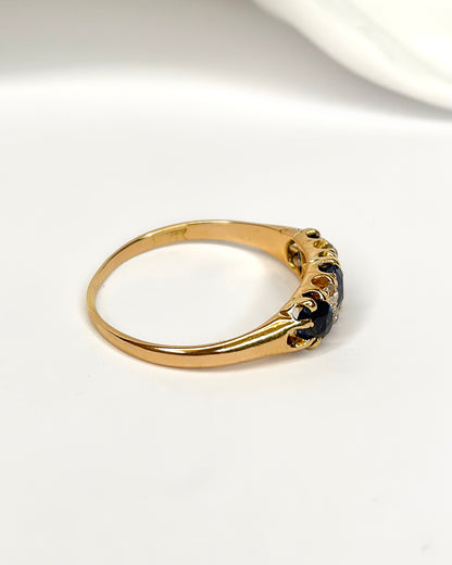 "Rozenne" Sapphire and Diamond 1.20 Carat River Ring with 0.20 Carat Diamonds