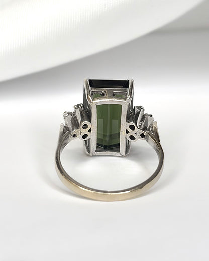 Trilogy Tourmaline Ring 6.20 Carats &amp; 6 Diamonds "Aude"