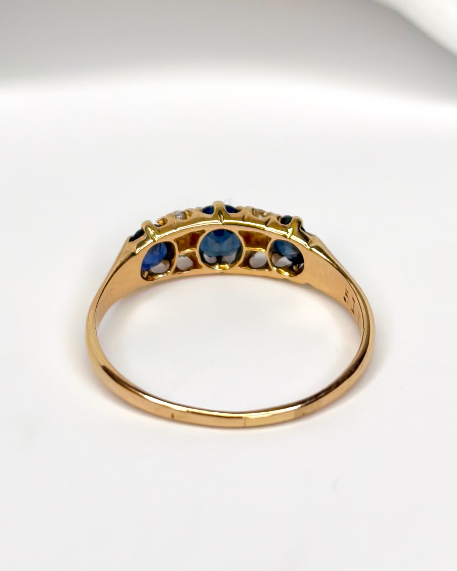 "Rozenne" Sapphire and Diamond 1.20 Carat River Ring with 0.20 Carat Diamonds