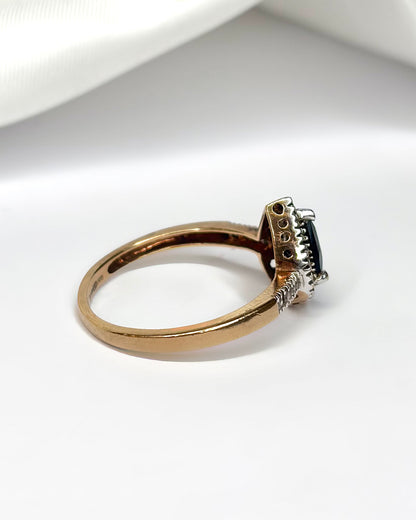 Bague Marguerite Saphir 0.90 carat &amp; Diamants 0.25 carat "Rita"