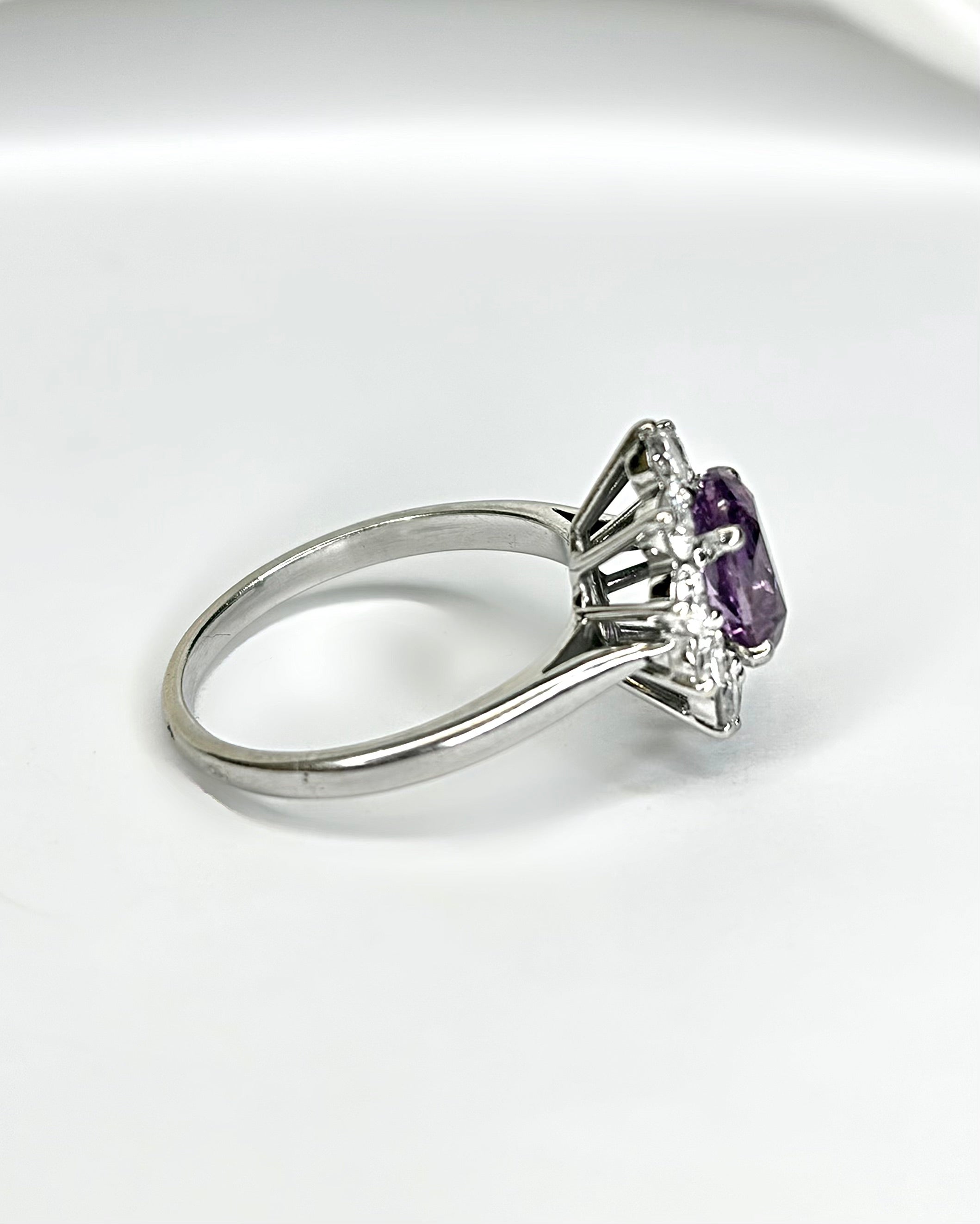 Lavender Sapphire Daisy Ring 1.20 Carat &amp; Diamonds 0.70 Carat "Amanda"