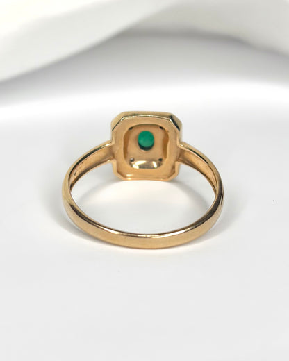 Art Deco Style Emerald &amp; Diamond Ring "Roberta"