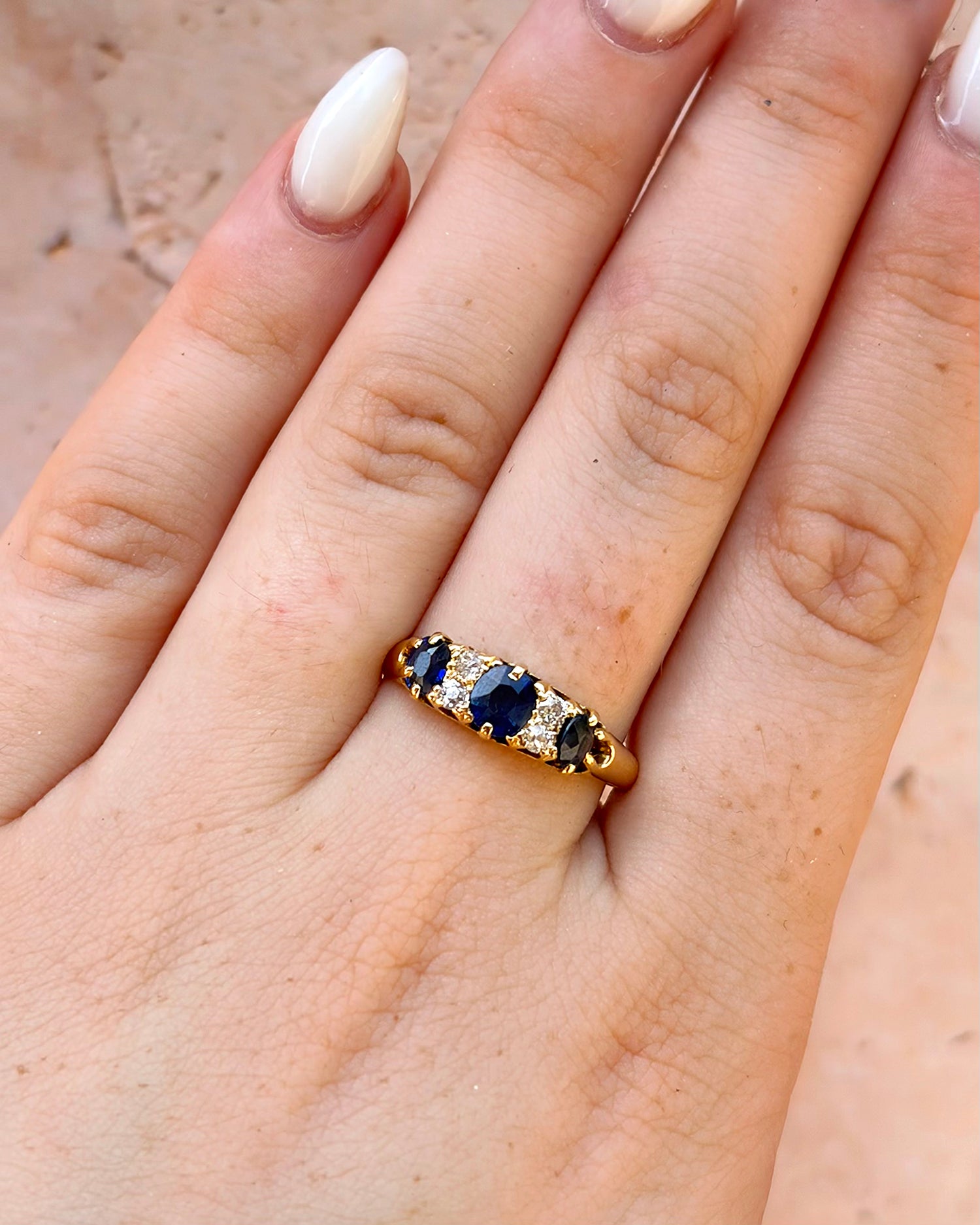 "Rozenne" Sapphire and Diamond 1.20 Carat River Ring with 0.20 Carat Diamonds