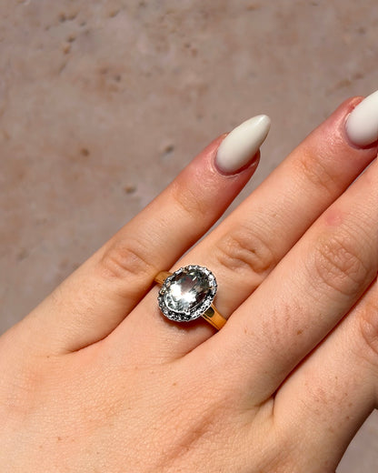 Solitaire Prasiolite 2.65 Carat &amp; Diamond Ring "Emma"