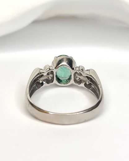 Bague Jonc Émeraude 1.70 carat &amp; Diamants 0.32 ct 5,83 "Fiona"