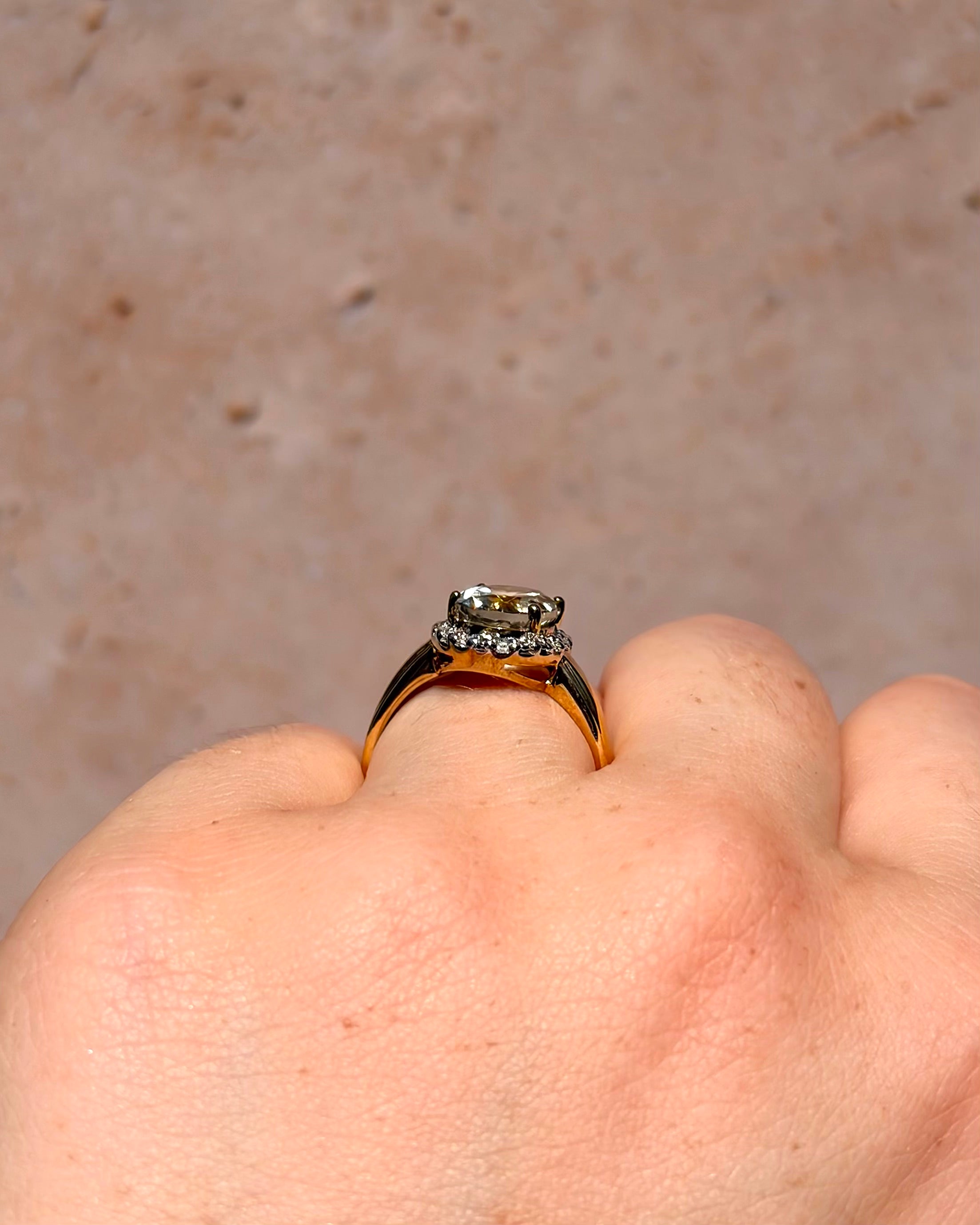 Solitaire Prasiolite 2.65 Carat &amp; Diamond Ring "Emma"