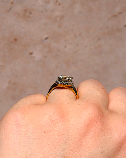 Solitaire Prasiolite 2.65 Carat &amp; Diamond Ring "Emma"