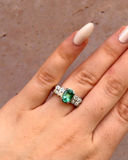 Bague Jonc Émeraude 1.70 carat &amp; Diamants 0.32 ct 5,83 "Fiona"