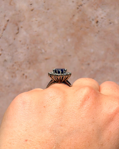 "Dahlia" Marguerite Ring with 4.20 Carat Sapphire &amp; 1.08 Carat Diamonds