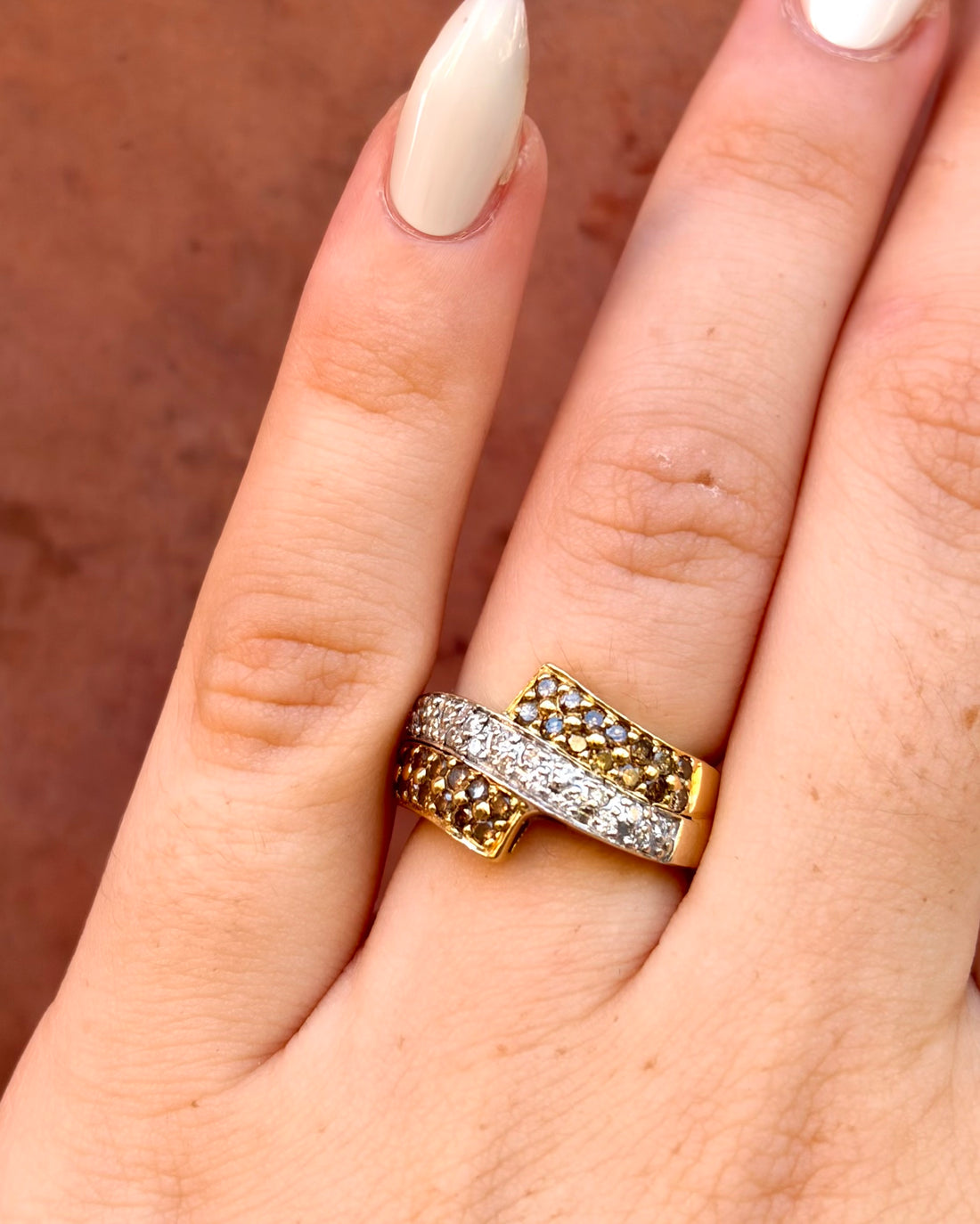 Bague Jonc Diamants Cognac 0.47 carat &amp; Or 5g "Ruth"