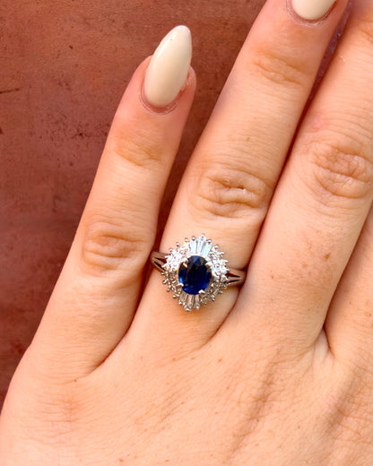 Bague Marguerite Saphir 0.85 carat &amp; Diamants 0.45 carat "Fanny"