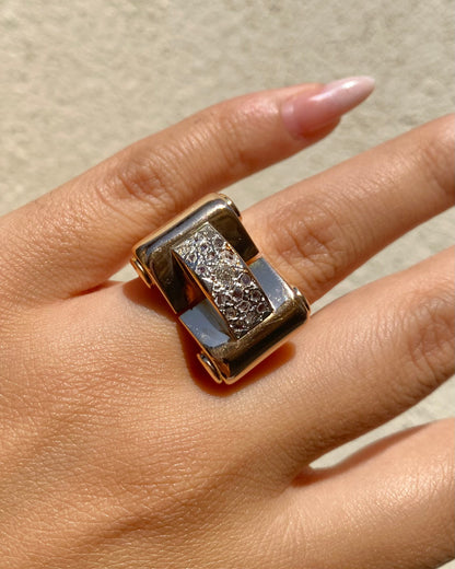 Bague Tank Diamants &amp; Or 18 carats 11.06g &quot;Perrine&quot;