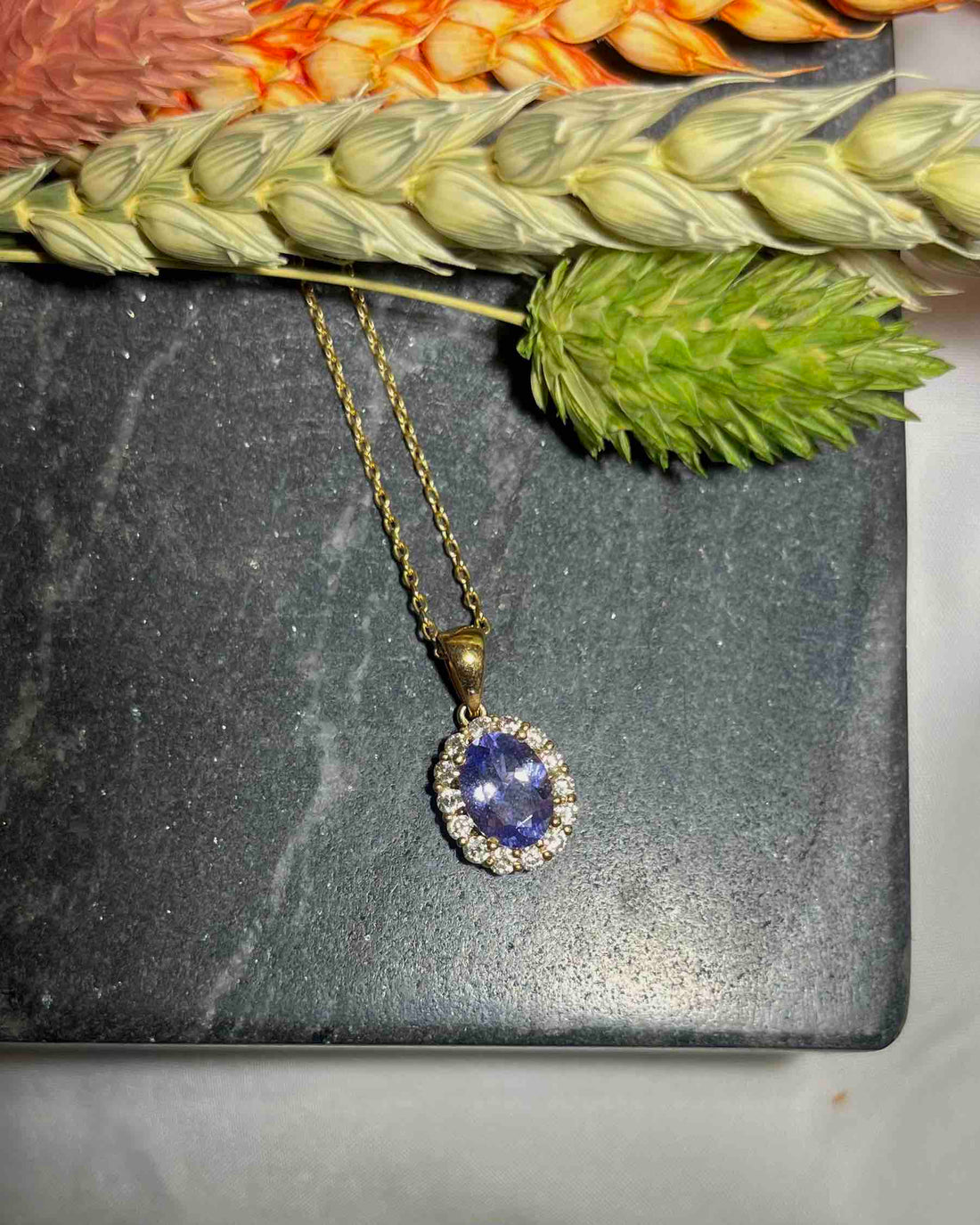 Pendentif Marguerite tanzanite &amp; diamants &quot;Janelle&quot;