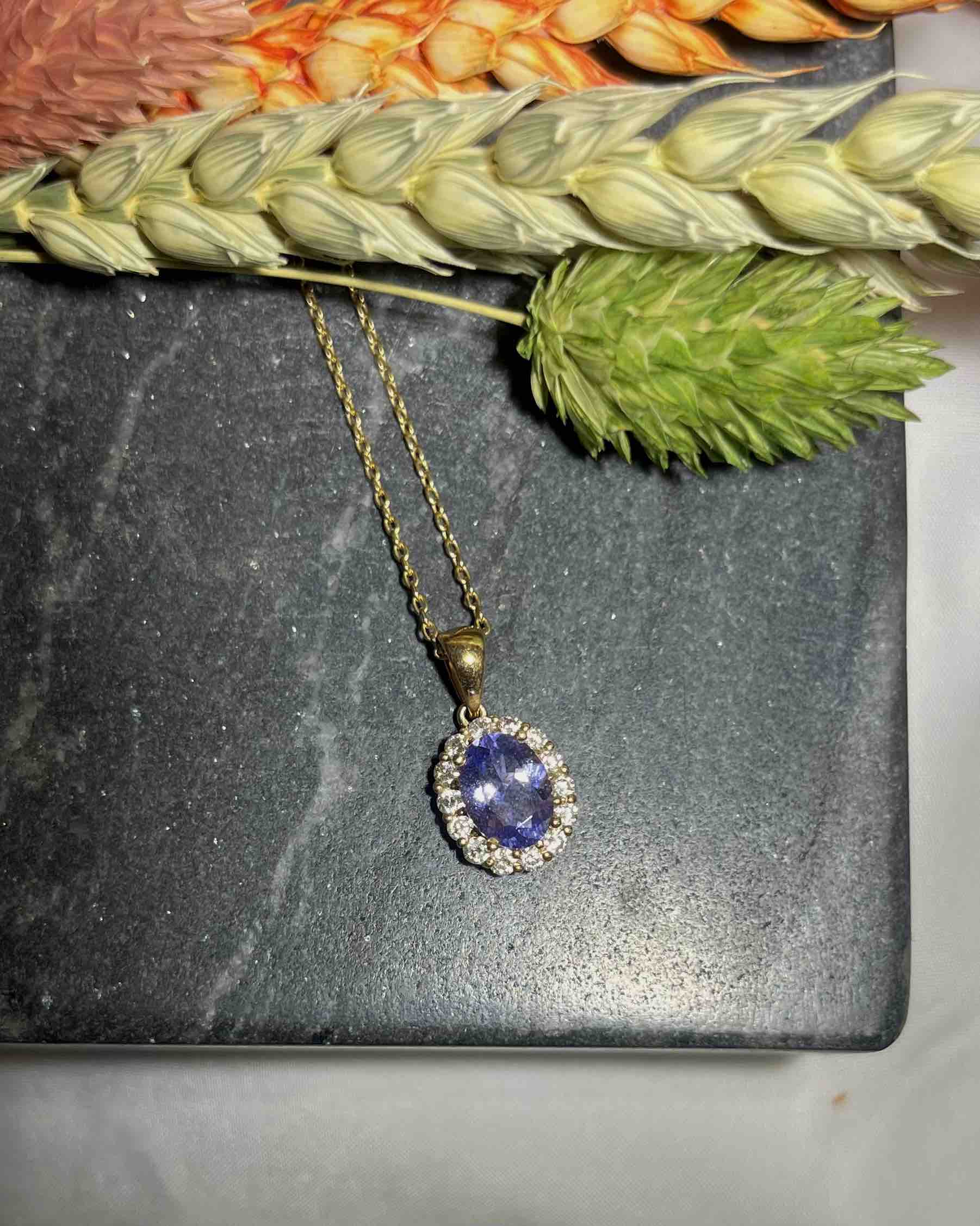 Pendentif Marguerite tanzanite &amp; diamants "Janelle"