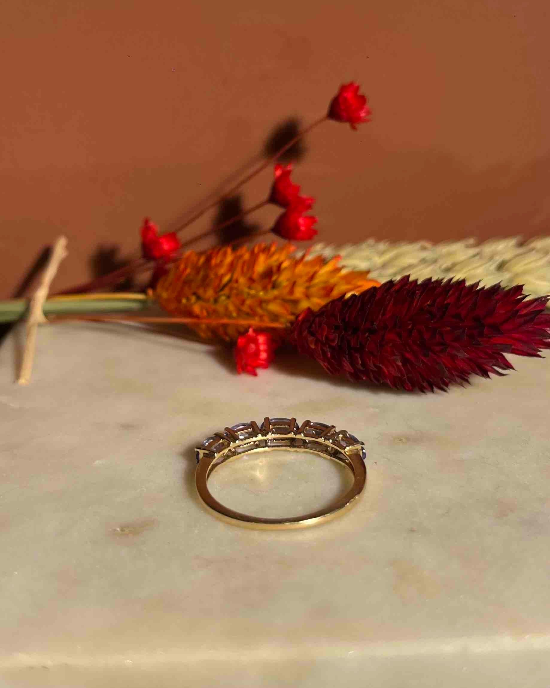 Bague rivière Tanzanites 1 carat  "Roxanne"