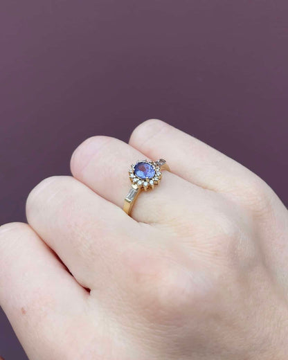 &quot;Josie&quot; 0.45 Carat Tanzanite &amp;amp; 16 Diamond Daisy Ring