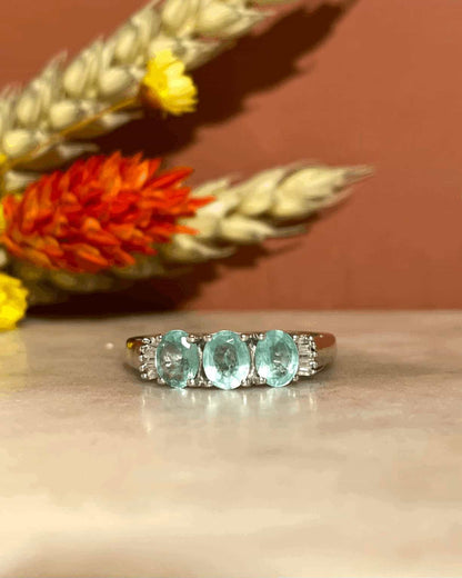 Bague Jonc Trilogie Émeraudes &amp; Diamants &quot;Maé&quot;