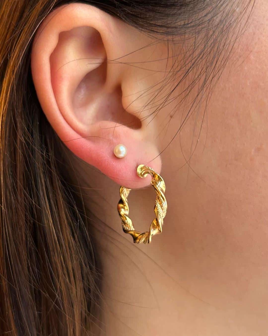 Vintage Gold "Skyle" Twisted Hoop Earrings