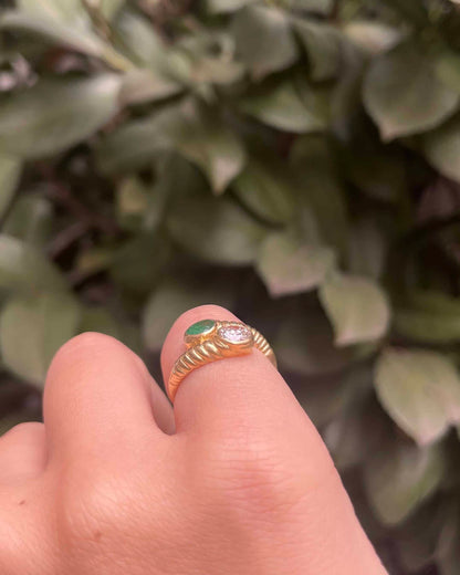 Bague Toi &amp; Moi Jonc Emeraude et Diamant 0.40 carat &quot;Sierra&quot;