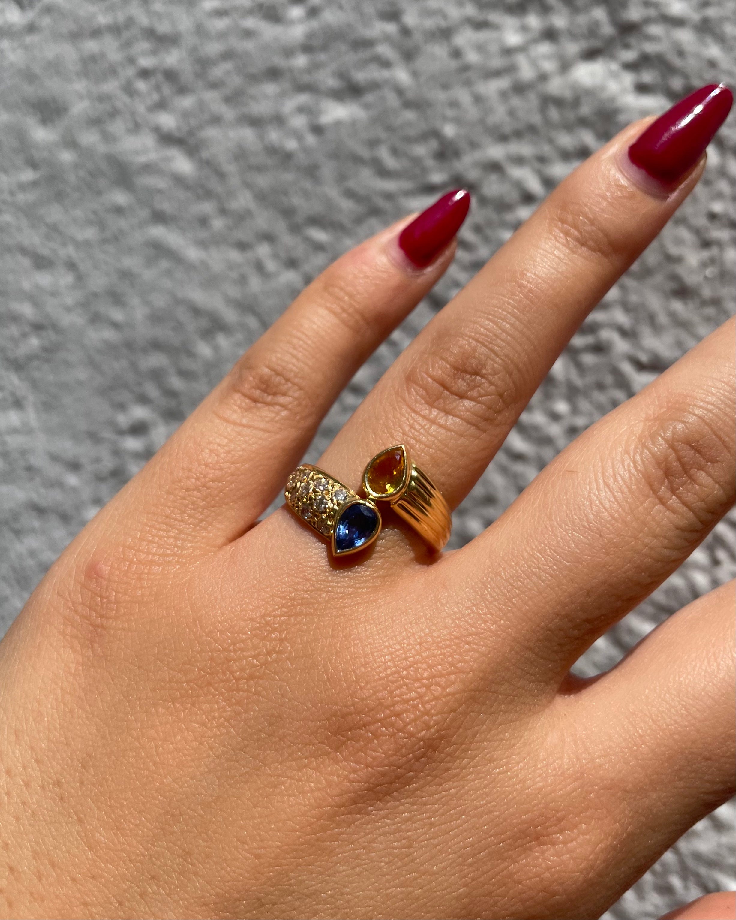 Bague Toi et moi Saphirs 1.10 carat &amp; Diamants "Mewen"