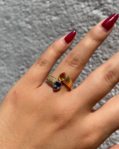 Bague Toi et moi Saphirs 1.10 carat &amp; Diamants &quot;Mewen&quot;