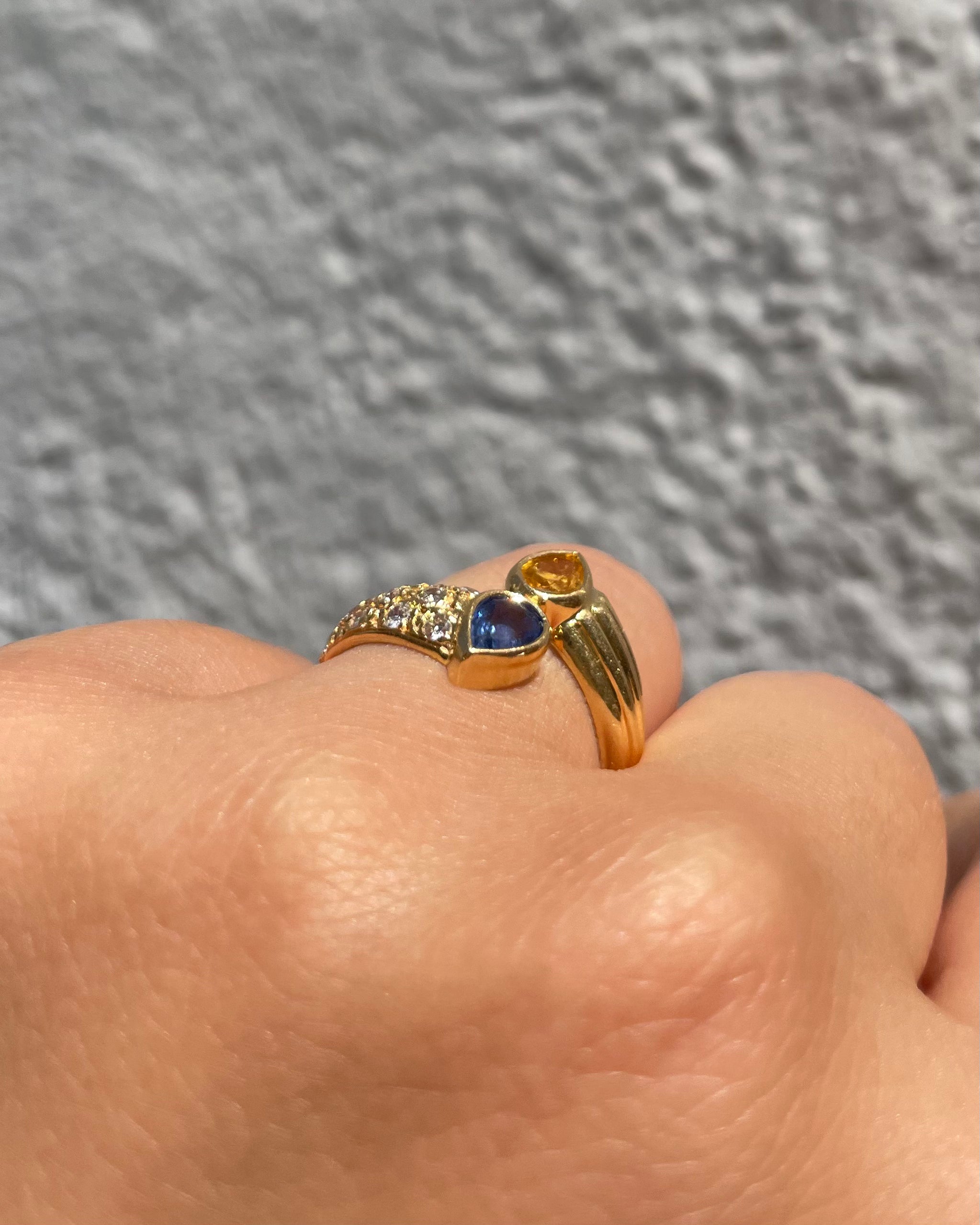 Bague Toi et moi Saphirs 1.10 carat &amp; Diamants "Mewen"